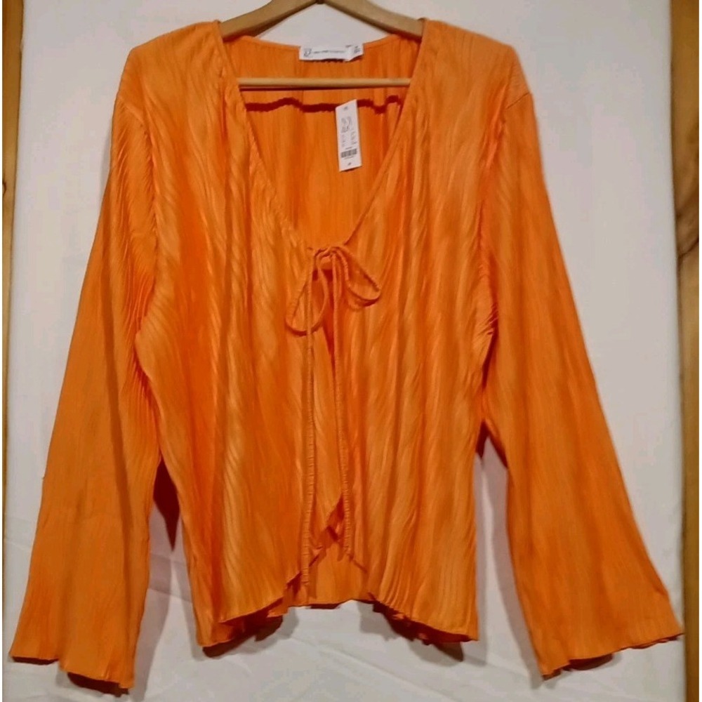 Balero Cardigan Soft Accordion Pleat Material Sz 3X NWT Front Tie Orange